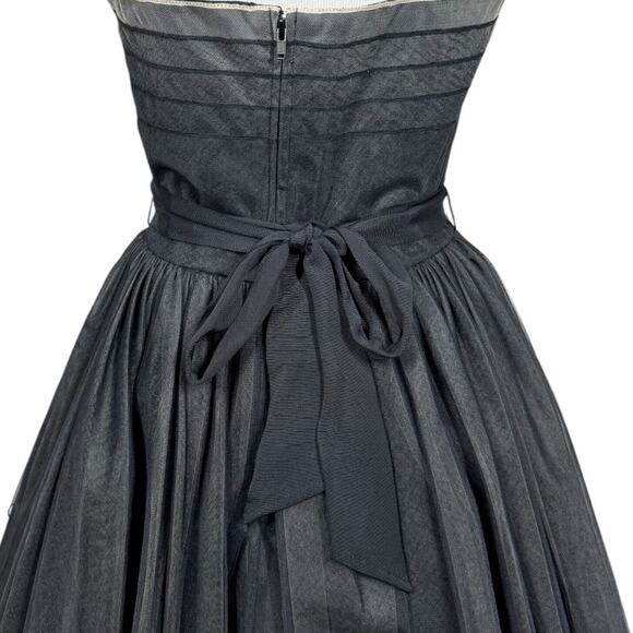Vintage Y2K Betsey Johnson Tulle Strapless Dress 8 Black Cocktail Party Retro - Picture 5 of 9